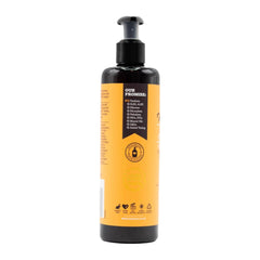 Yellow bottle with black pump on a white background