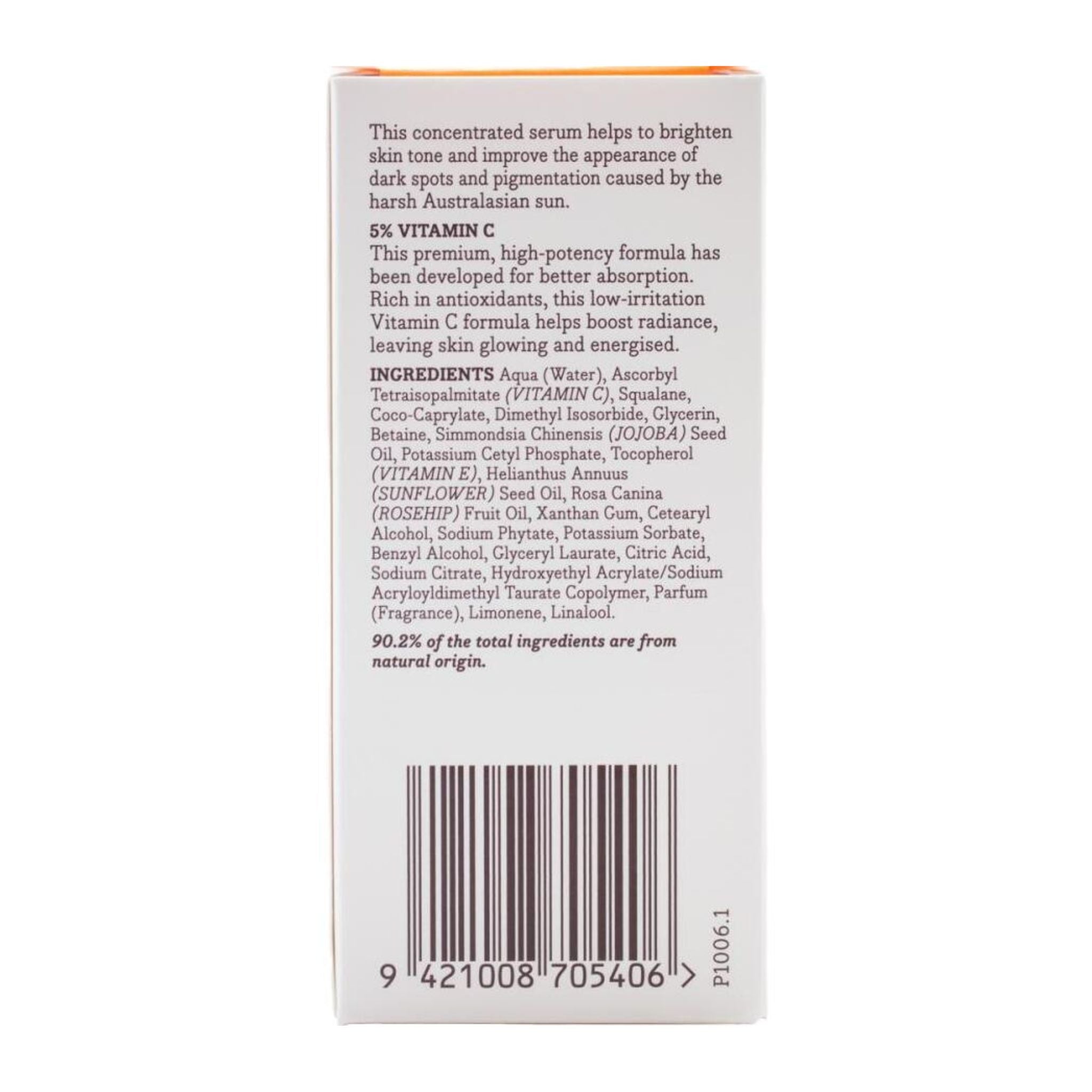 Back view showing product details of Essano Vitamin C Serum 20ml