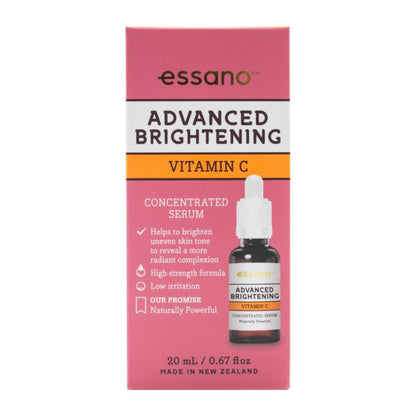 Left side view of Essano Advanced Brightening Vitamin C Serum 20ml.