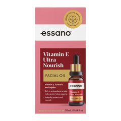 Essano Vitamin E Ultra Nourish facial oil packaging on a white background