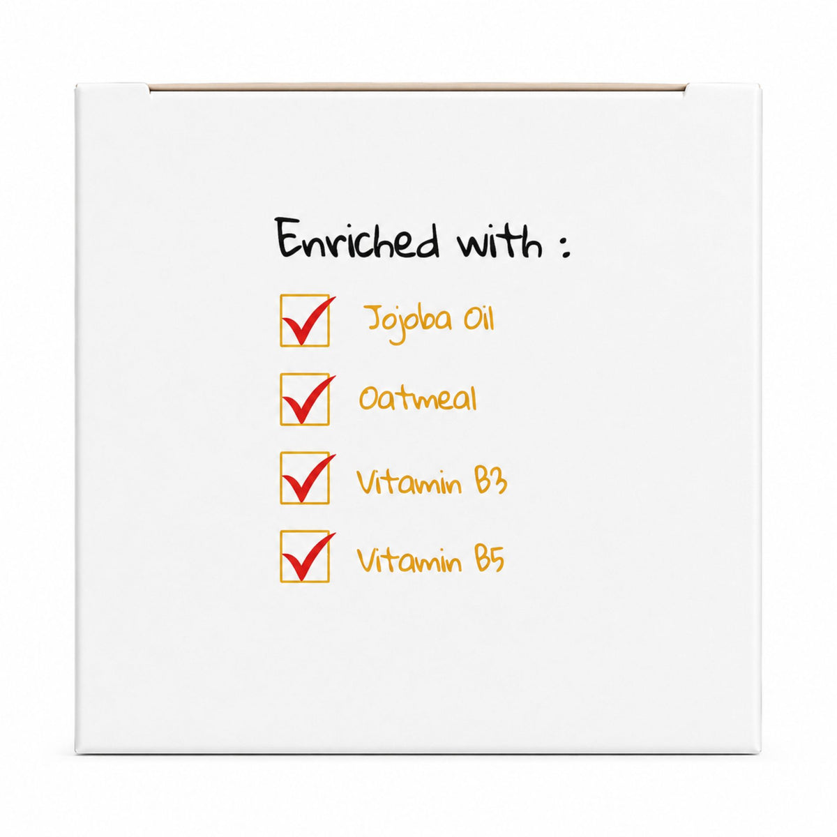 Checklist of ingredients on a white background