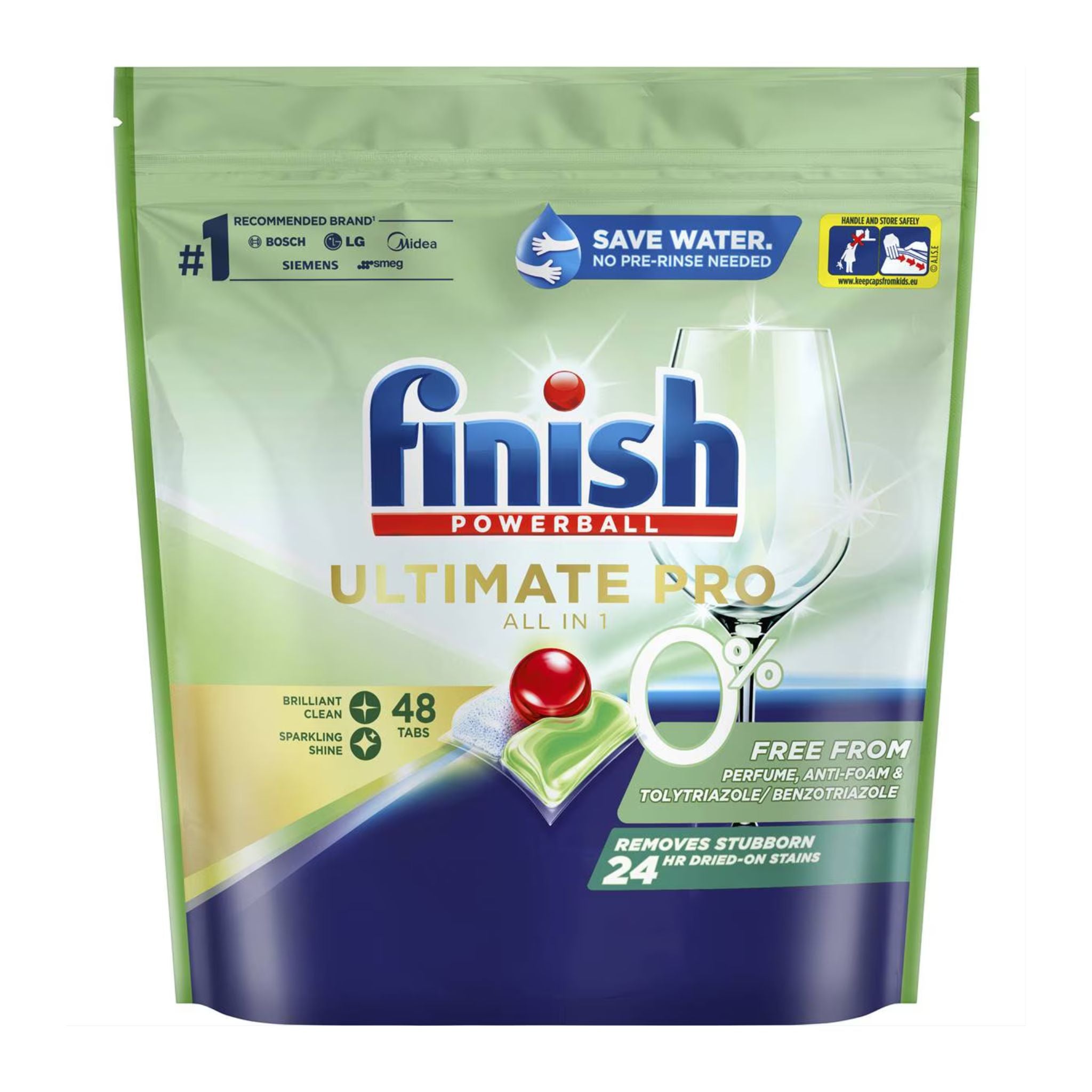 Finish Powerball Ultimate Pro dishwashing tablet packaging on a white background