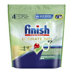 Finish Powerball Ultimate Pro dishwashing tablet packaging on a white background