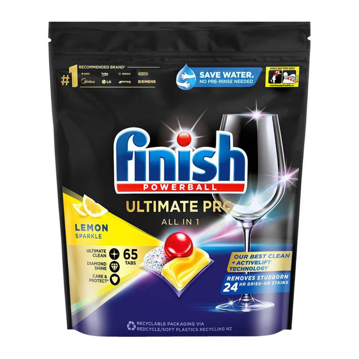 Finish Powerball Ultimate Pro Dishwashing Tablets 65 Pack – Front View