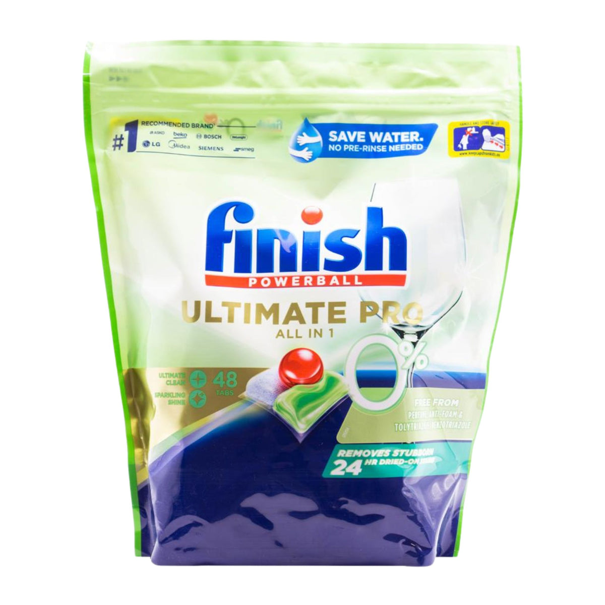Finish Ultimate Pro dishwasher detergent packaging on a white background