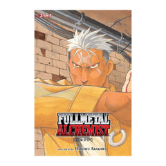 Cover of Fullmetal Alchemist 3-in-1 Edition Vol. 2 (Books 4–6) featuring Edward Elric amid a burning laboratory