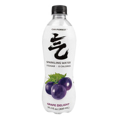 Chi Forest grape delight sparkling water bottle on a white background