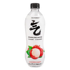 Chi Forest Lychee Fizzy sparkling water bottle on a white background