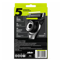 Gillette razor replacement cartridge packaging with green and black design