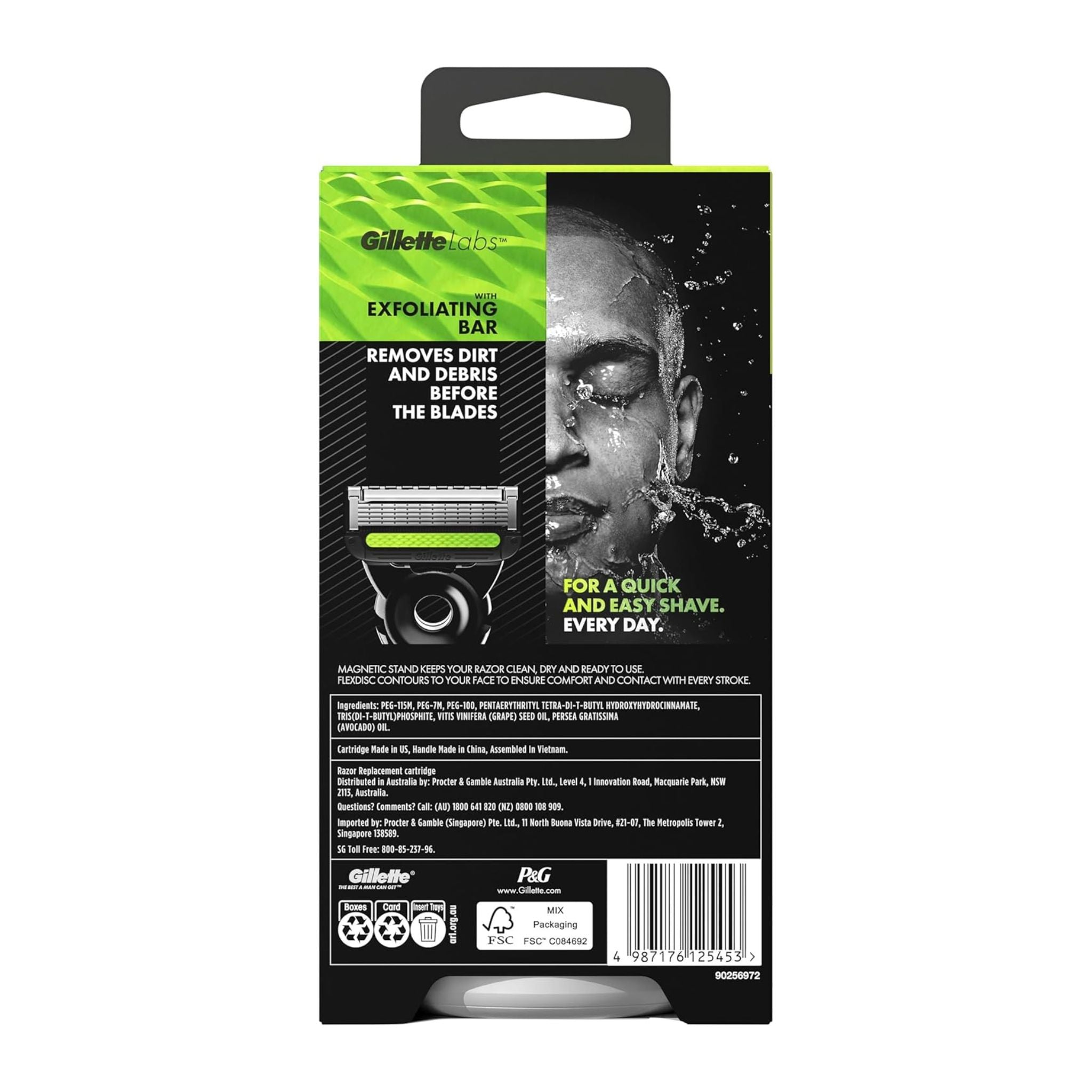 Gillette shaving product packaging with a man's face on a white background