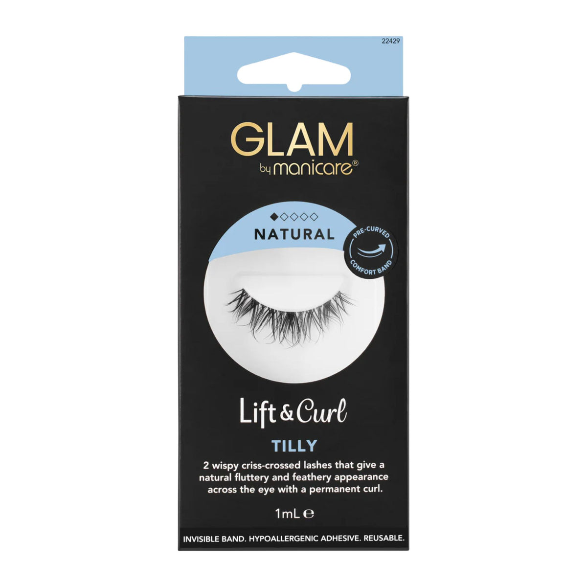 Manicare Glam eyelash packaging on a white background