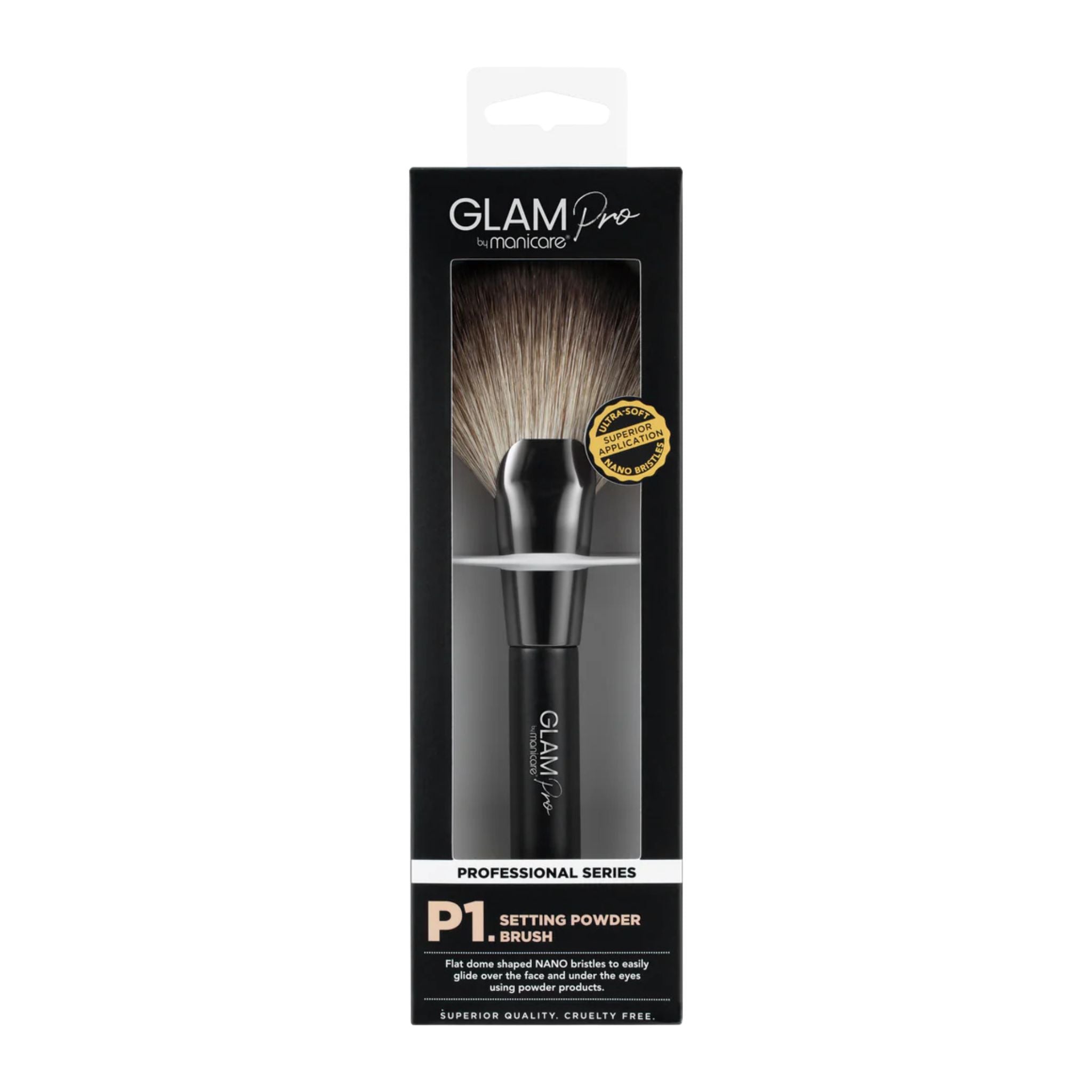 Glam Pro makeup brush packaging on a white background
