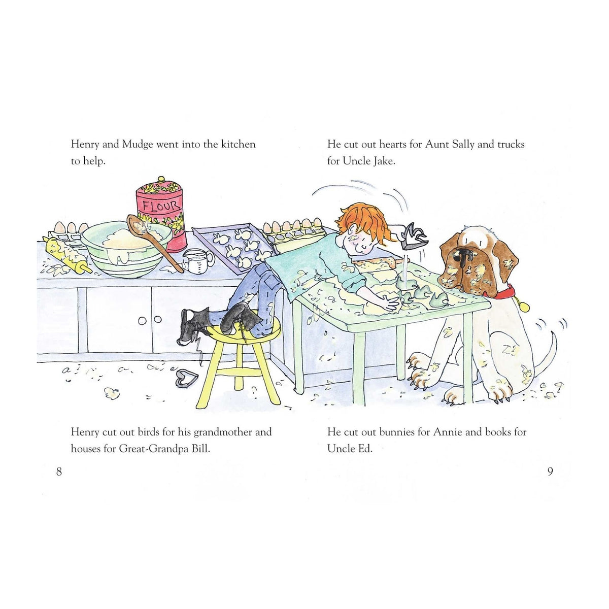 Interior pages from Henry and Mudge Ready-to-Read books with text and illustrations