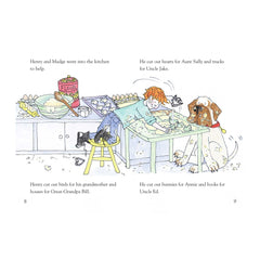 Interior pages from Henry and Mudge Ready-to-Read books with text and illustrations