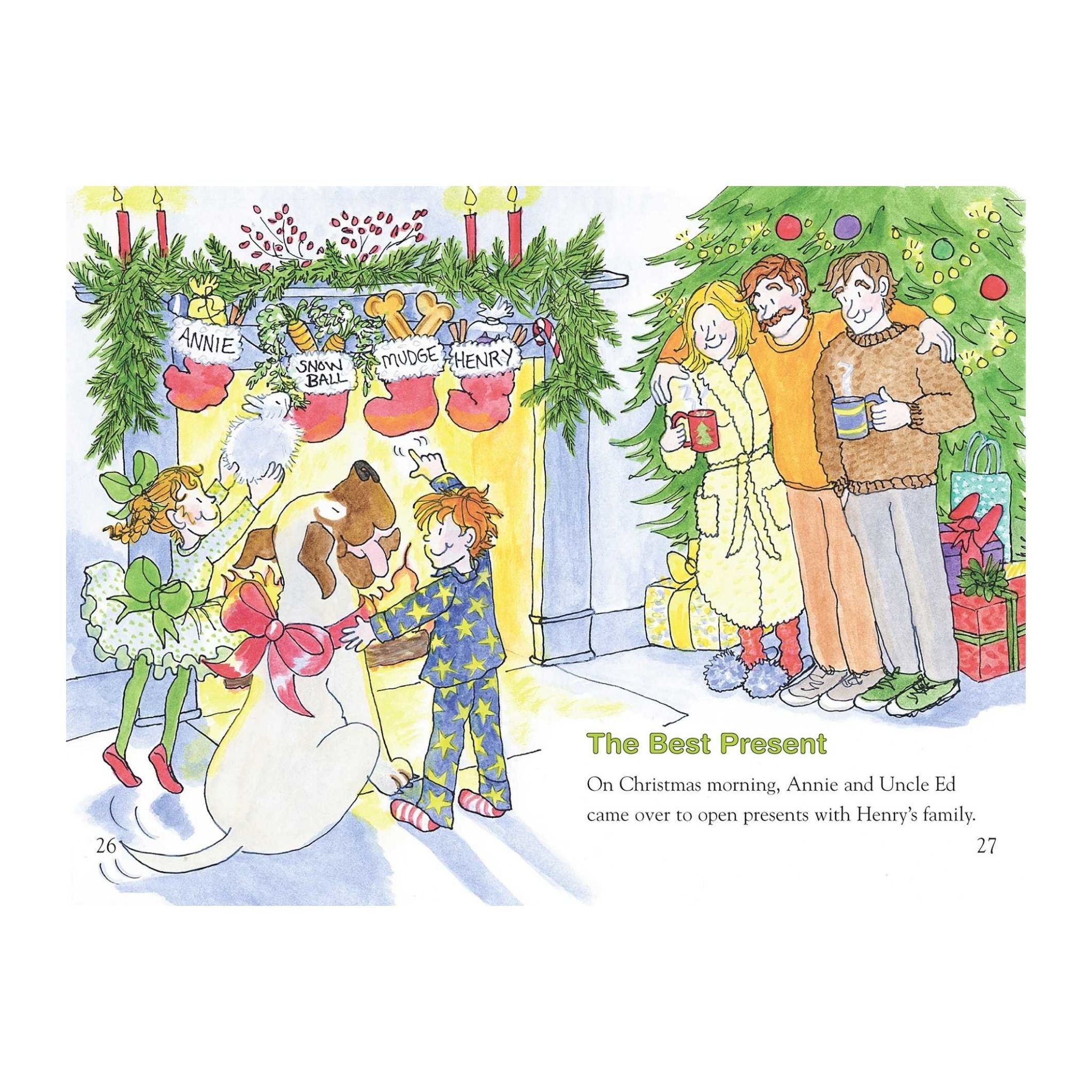 Open story spread from Henry and Mudge featuring illustrated scenes