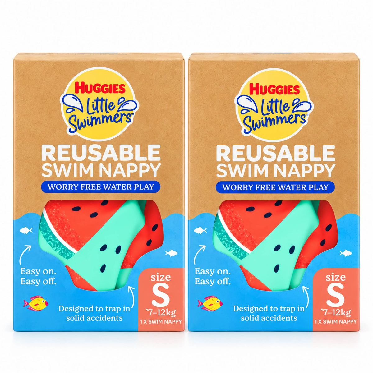 Huggies Little Swimmers Reusable Swim Nappy Size S 7-12kg Pack of 2
