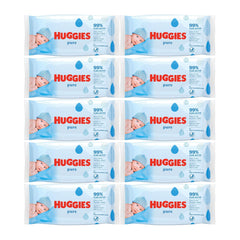 Huggies Pure Baby Wipes pack of 10, total 560 wipes, gentle and fragrance free for newborn skin