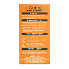 L'Oreal Men Expert product packaging with text on an orange background