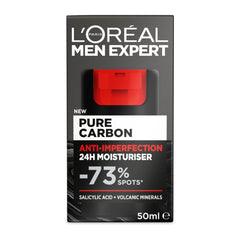 L'Oreal Men Expert Pure Carbon anti-imperfection moisturizer packaging on a white background