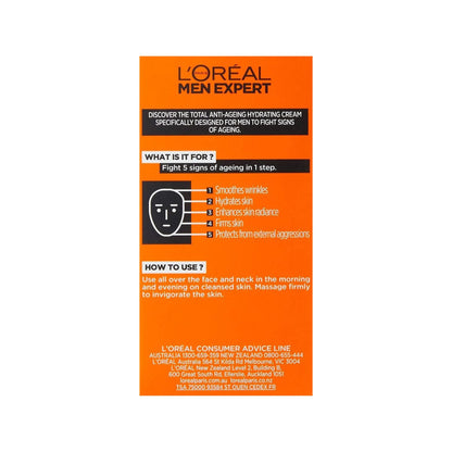 Back view showing product details of L'Oréal Men Expert Vita Lift 5 Moisturiser