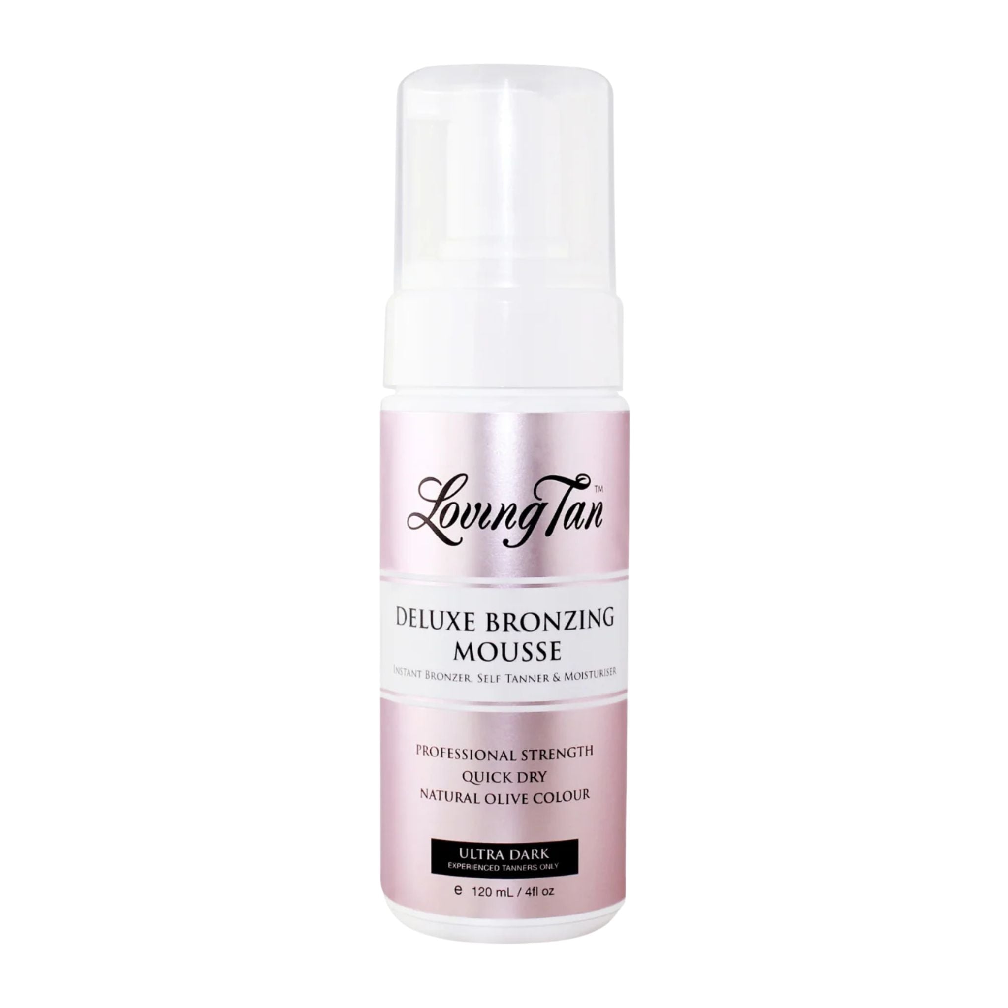 Loving Tan Deluxe Bronzing Mousse bottle on a white background