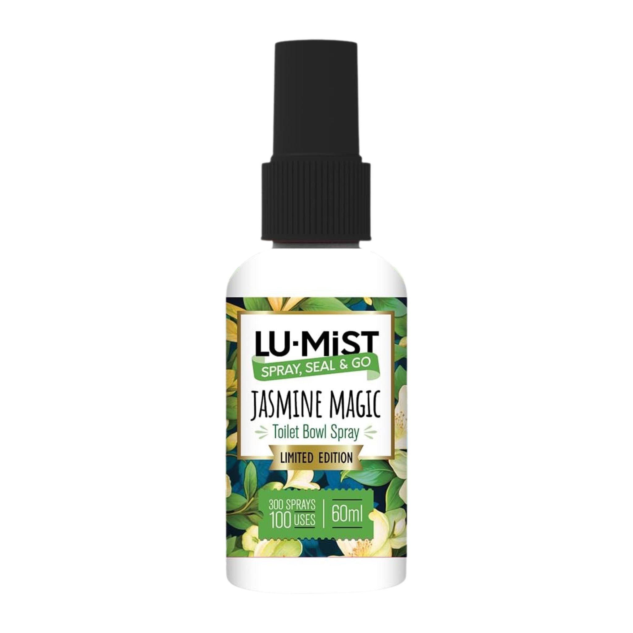 Lu-Mist Jasmine Magic toilet bowl spray bottle on a white background
