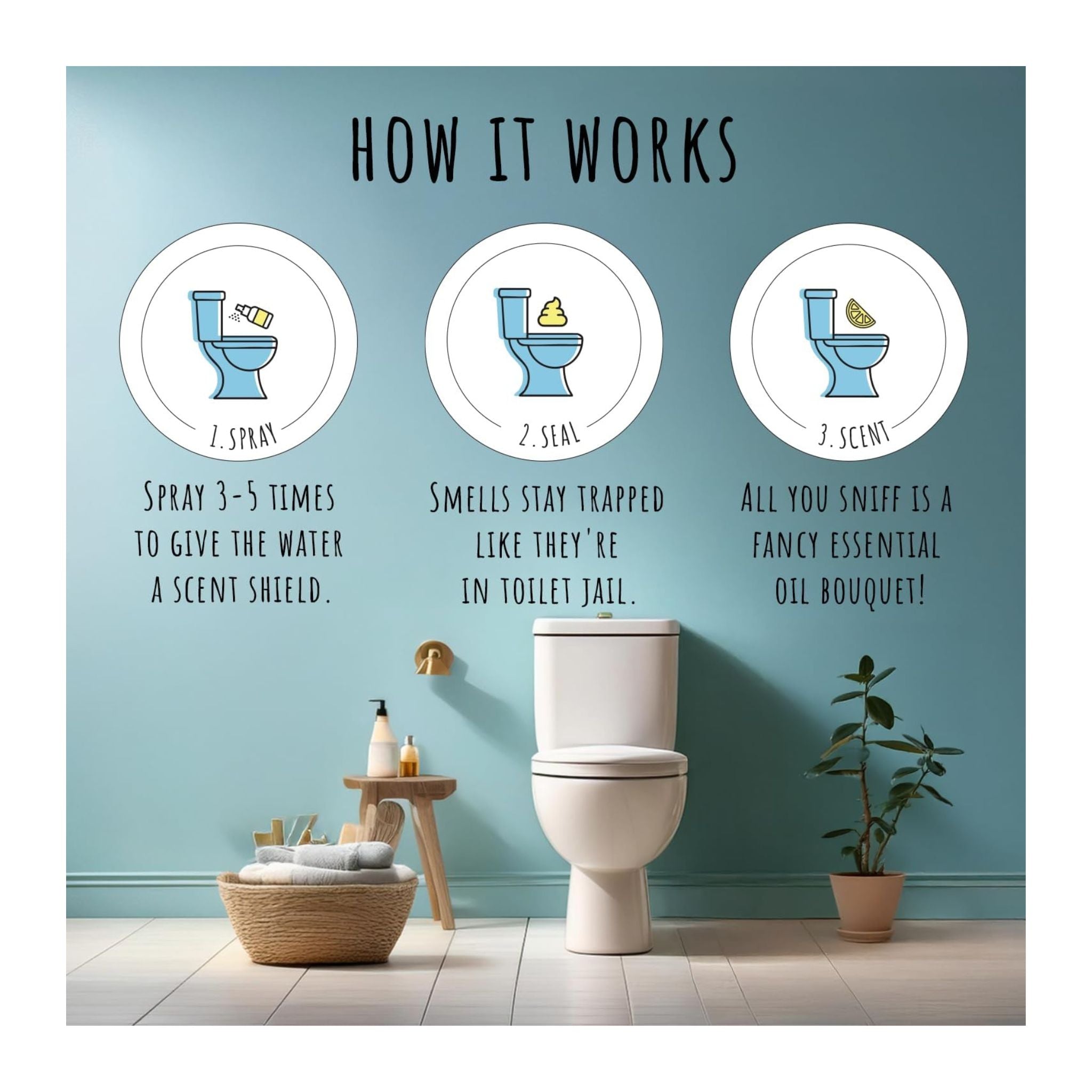How Lu Mist Jasmine Magic essential oil mist works infographic showing usage and benefits