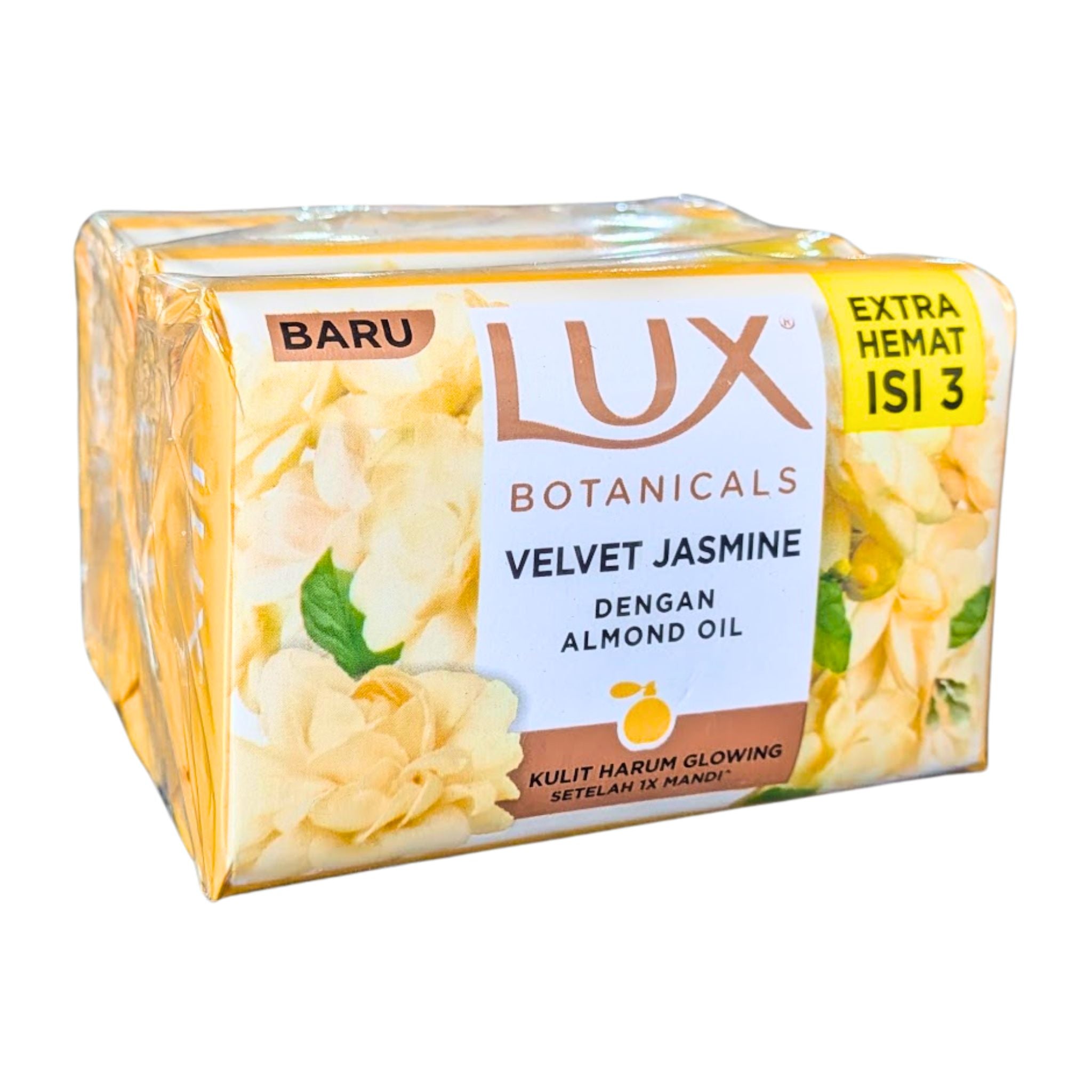 Lux Botanicals Velvet Jasmine soap packaging with floral design on a white background