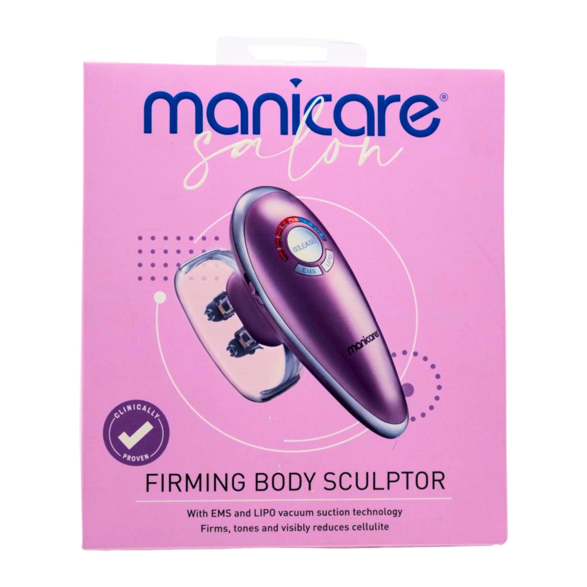 Manicare salon firming body sculptor packaging on a pink background