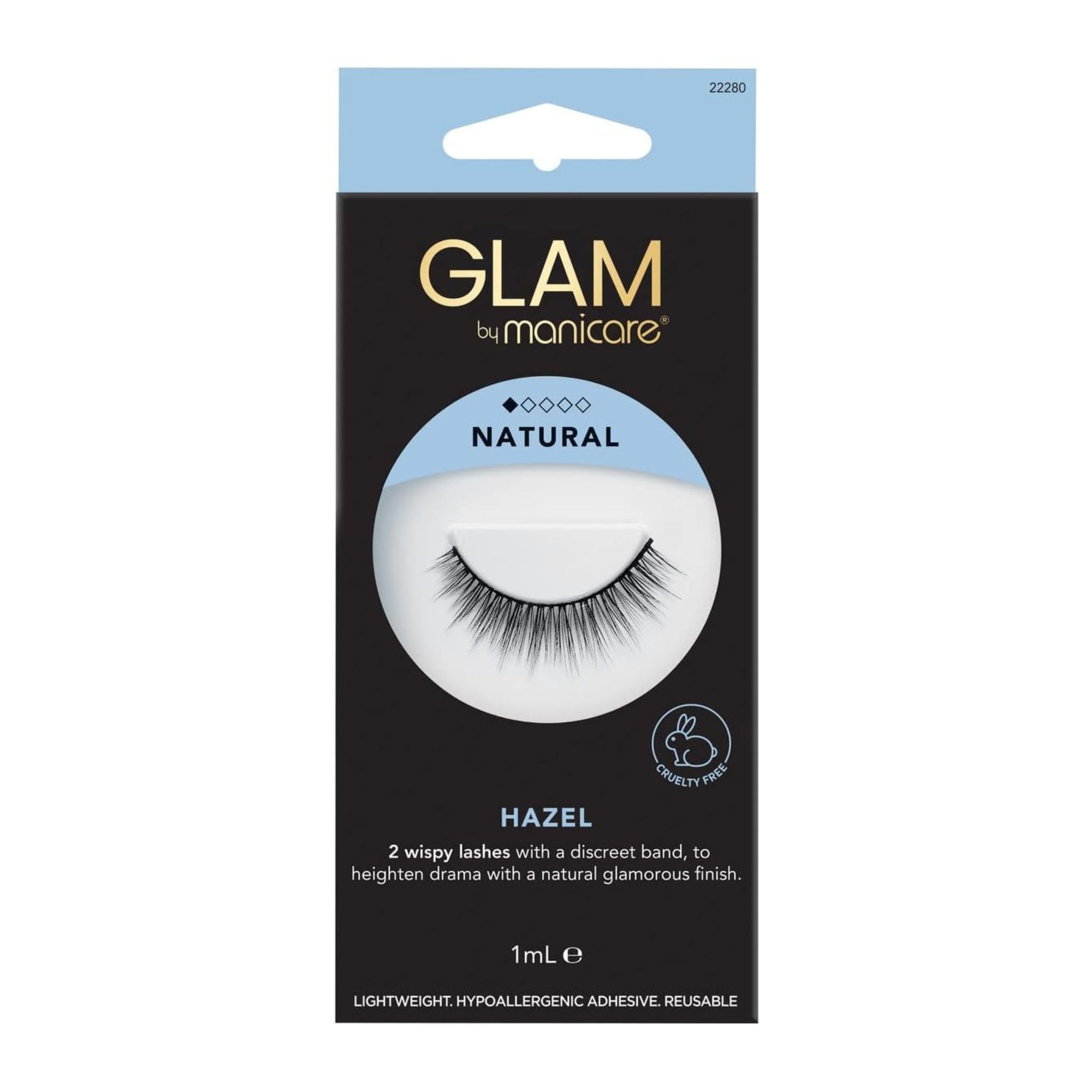 Manicure Glam false eyelashes packaging on a white background