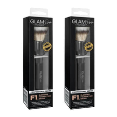 Two Glam Pro F1 blending foundation brushes in packaging on a white background