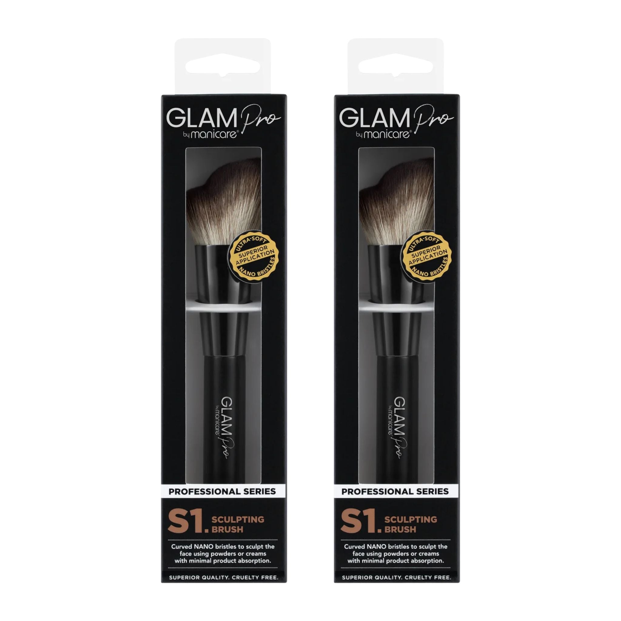 Two Glam Pro S1 Sculpting Brush packages on a white background