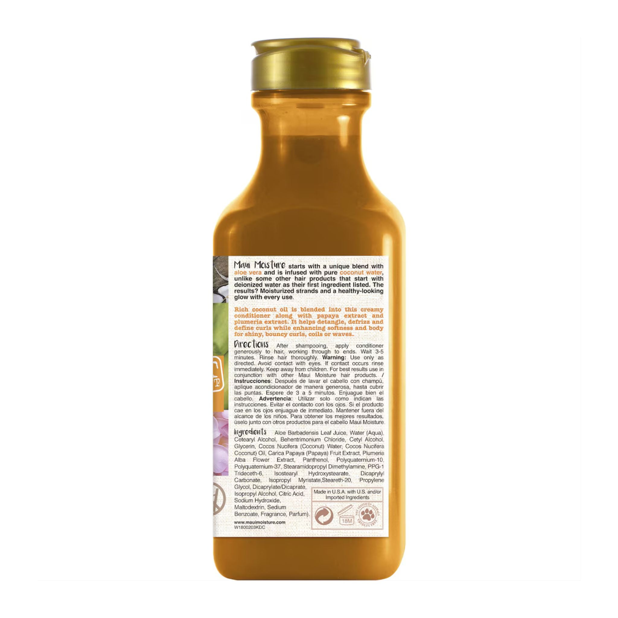 Maui Moisture Curl Quench + Coconut Oil Conditioner bottle back label