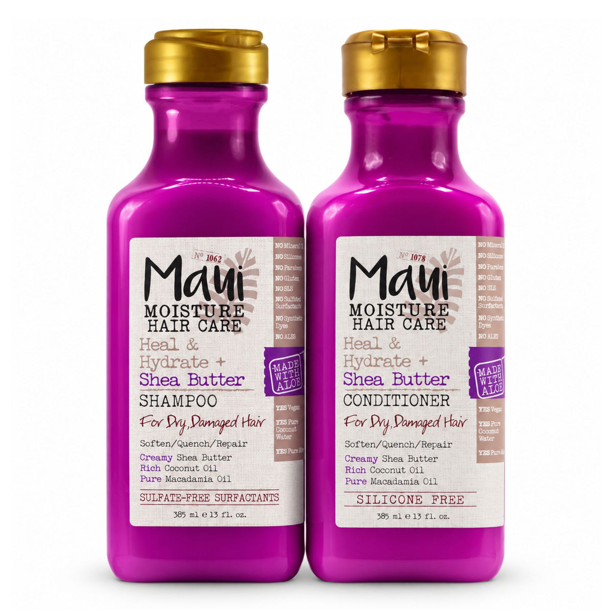 Maui Moisture Heal and Hydrate Shea Butter Shampoo and Conditioner Set 2 x 385ml bottles for dry damaged hair