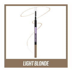 Maybelline Xpress Brow Pencil in Light Blonde shade – colour swatch showing soft natural tone for fair brows.