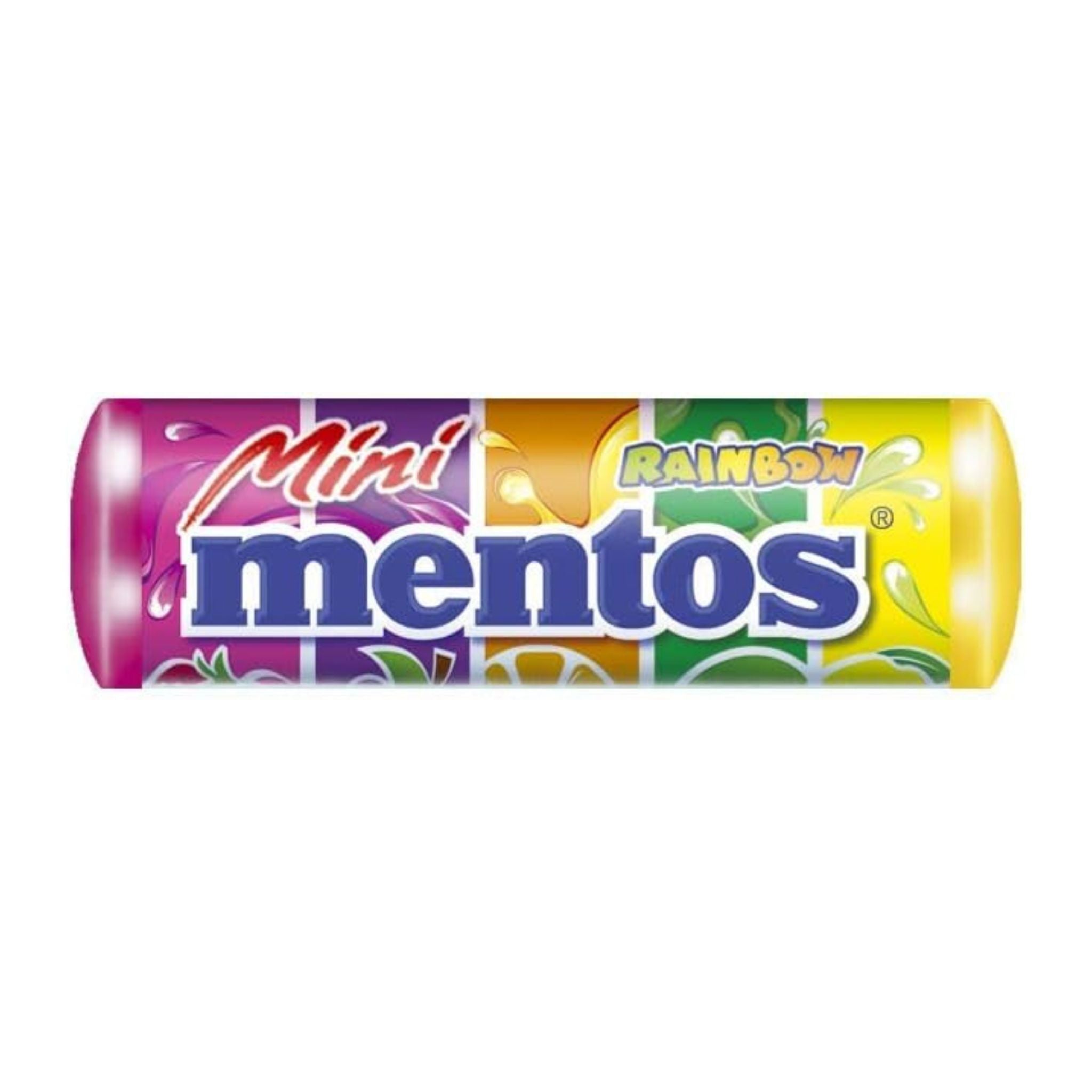 Mini Mentos Rainbow candy tube on a white background