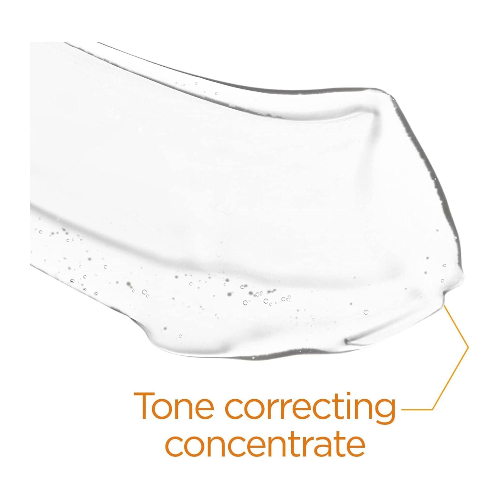 Clear tone correcting concentrate with text on a white background