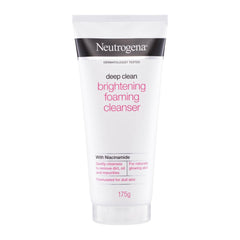 Neutrogena deep clean brightening foaming cleanser tube on a white background