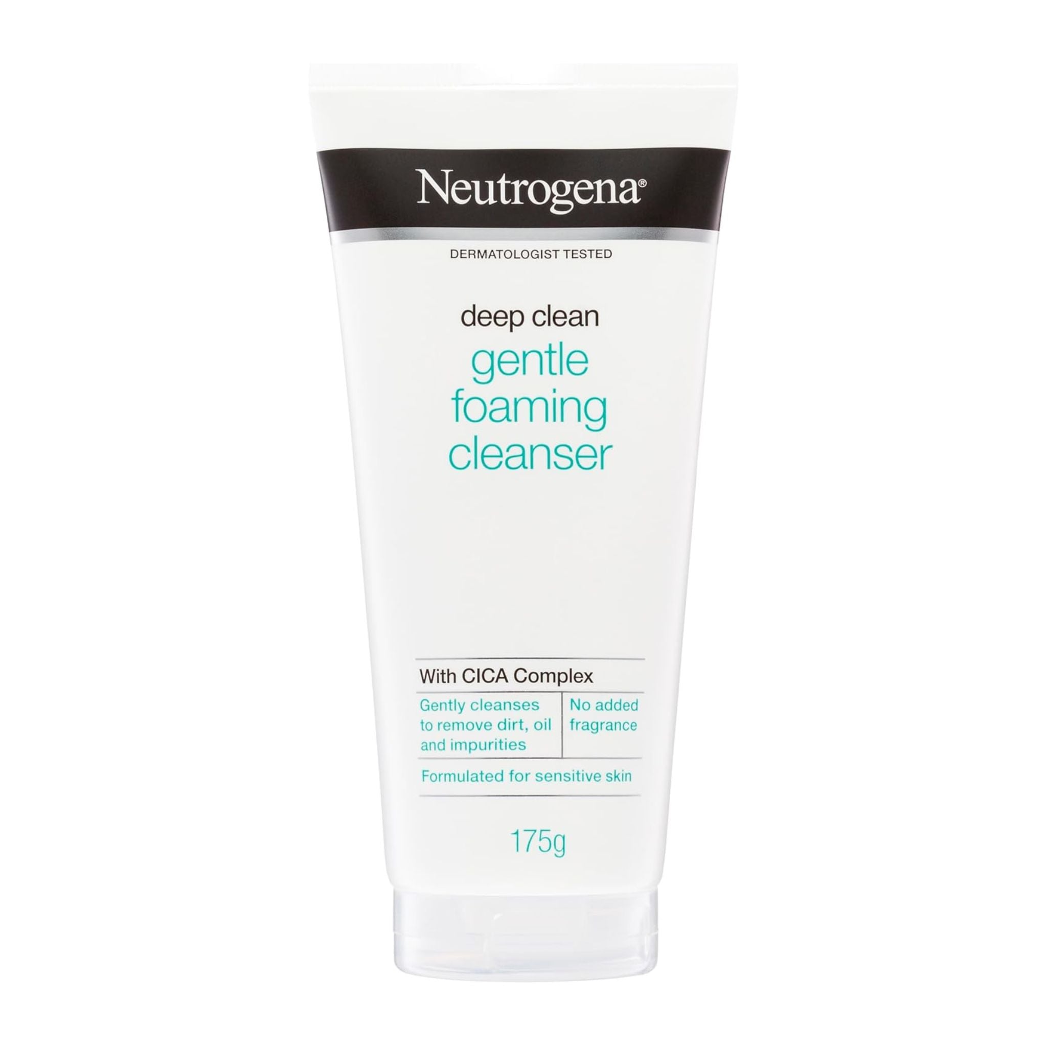 Neutrogena deep clean gentle foaming cleanser tube on a white background