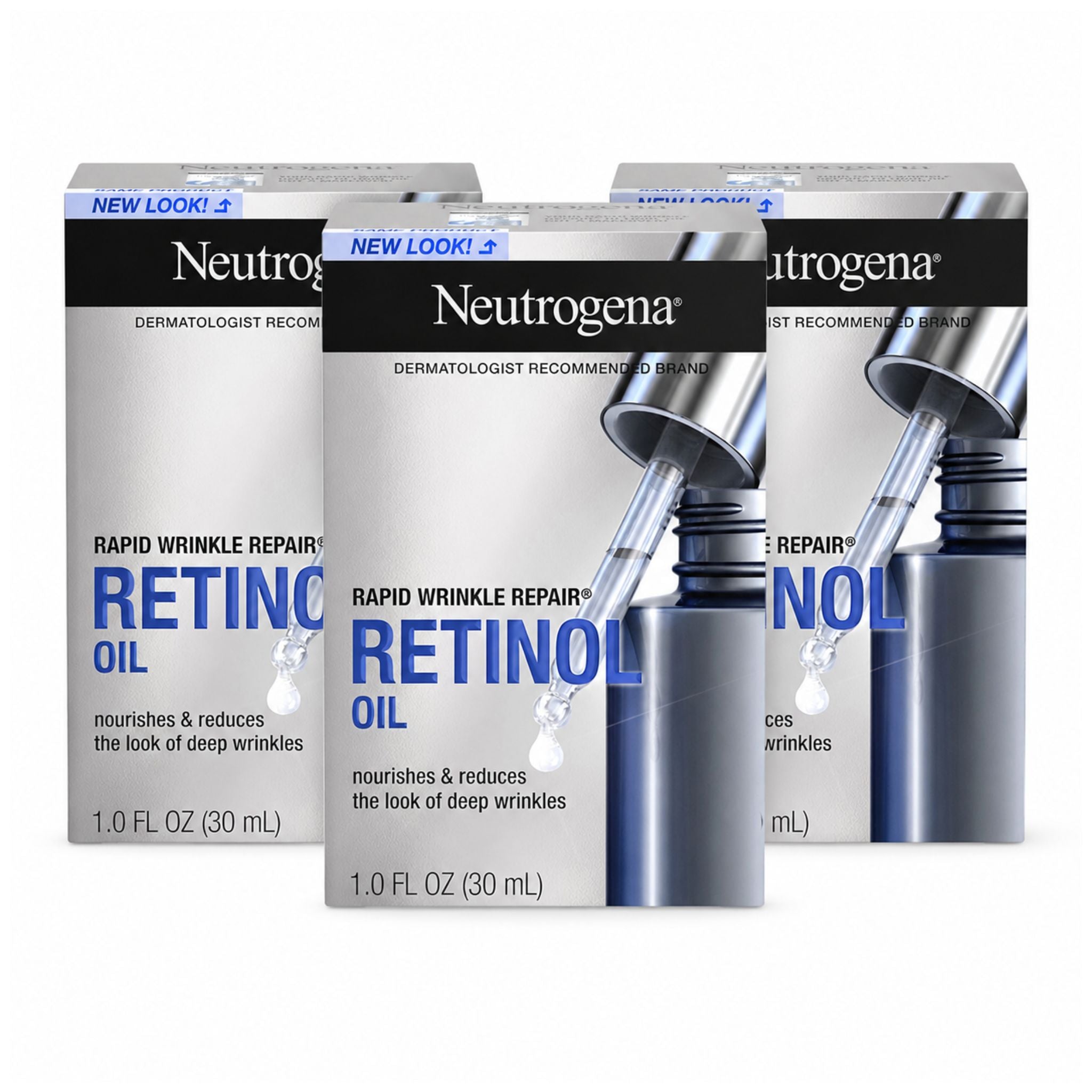 Neutrogena Rapid Wrinkle Repair Retinol Oil packaging on a white background