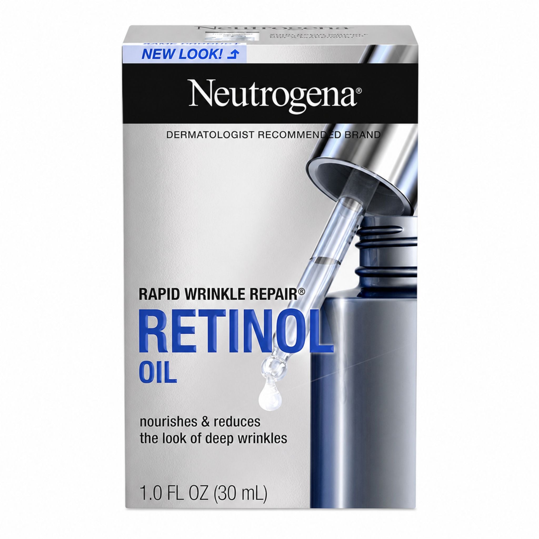 Neutrogena Rapid Wrinkle Repair Retinol Oil packaging on a white background