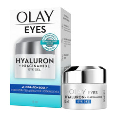 Olay Hyaluron + Niacinamide Eye Gel packaging on a white background