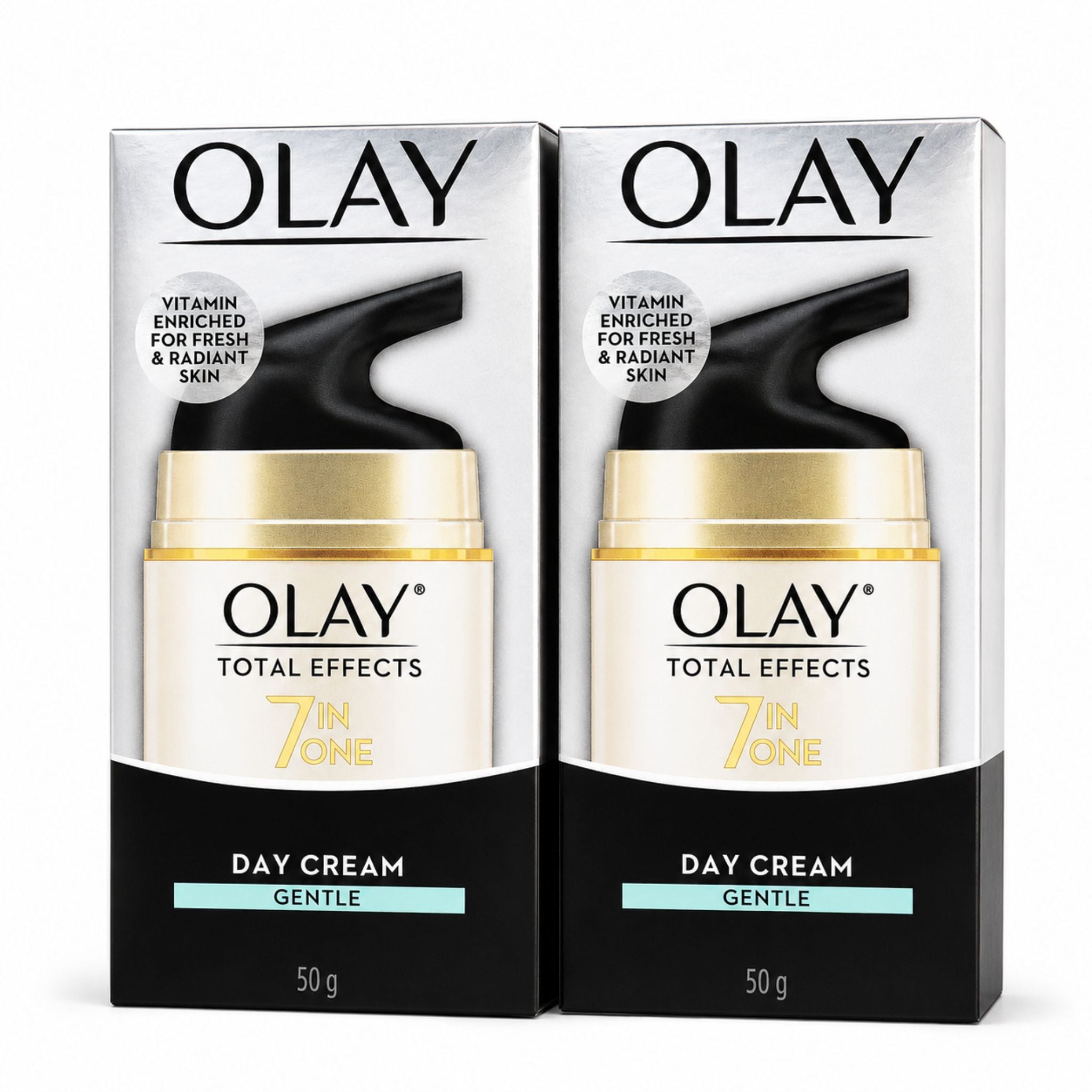 Two Olay Luminous Niacinamide + AHA Moisturiser 50 g boxes shown on a clean white background, with one box in front and one behind it.