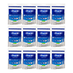 Multiple packages of Oral-B floss picks on a white background