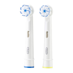 Two Oral-B electric toothbrush heads on a white background