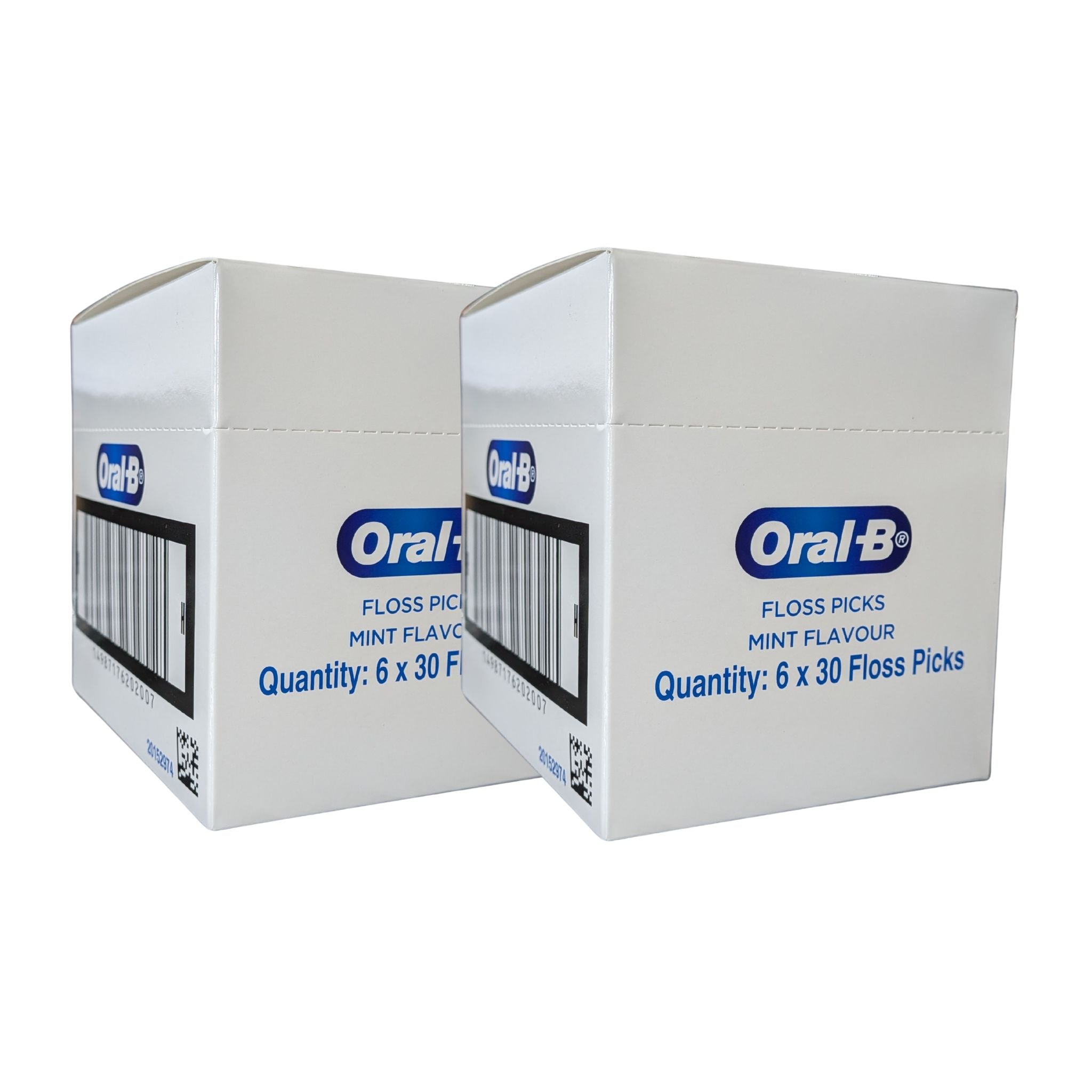 Two boxes of Oral-B floss picks on a white background