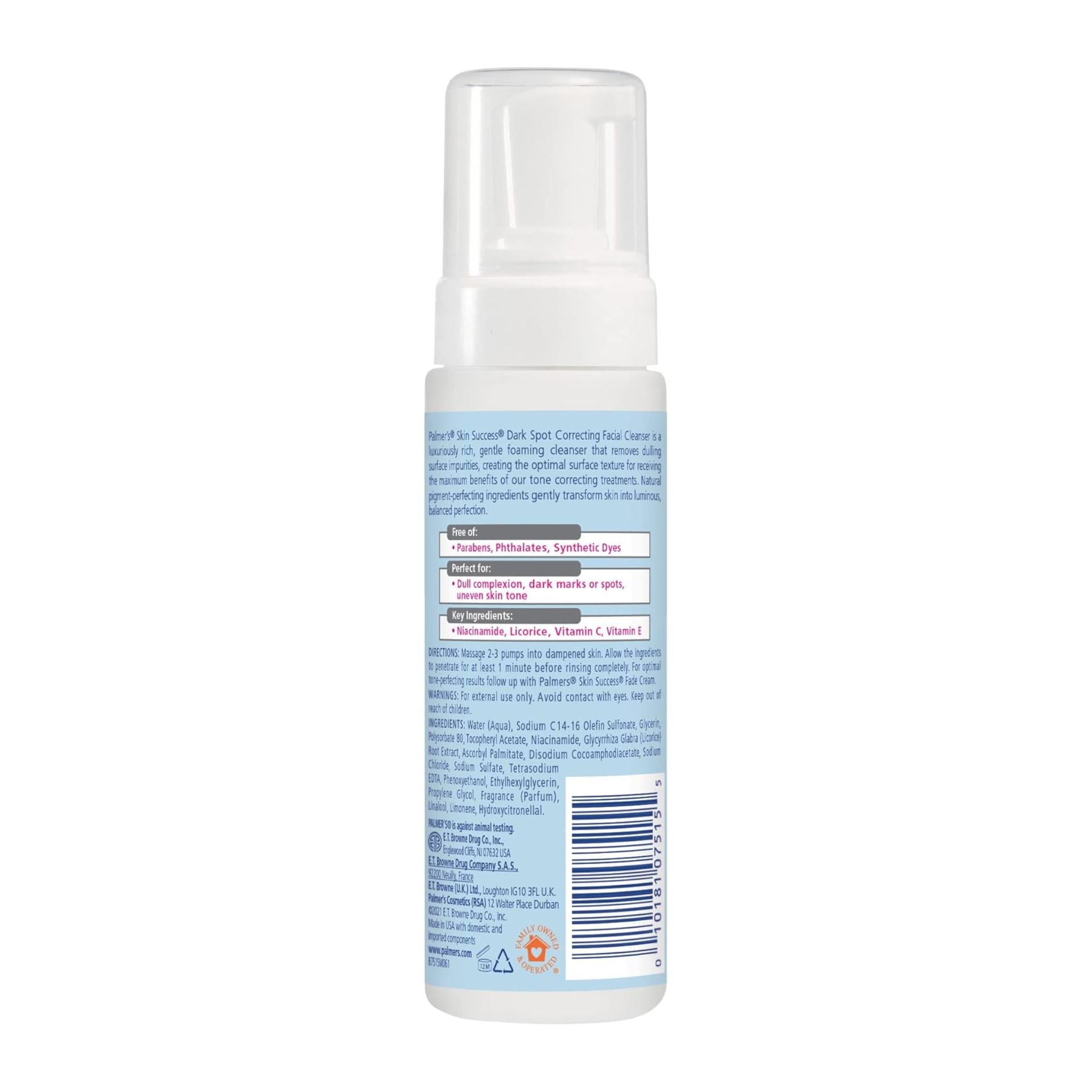 Foam bottle with label on a white background