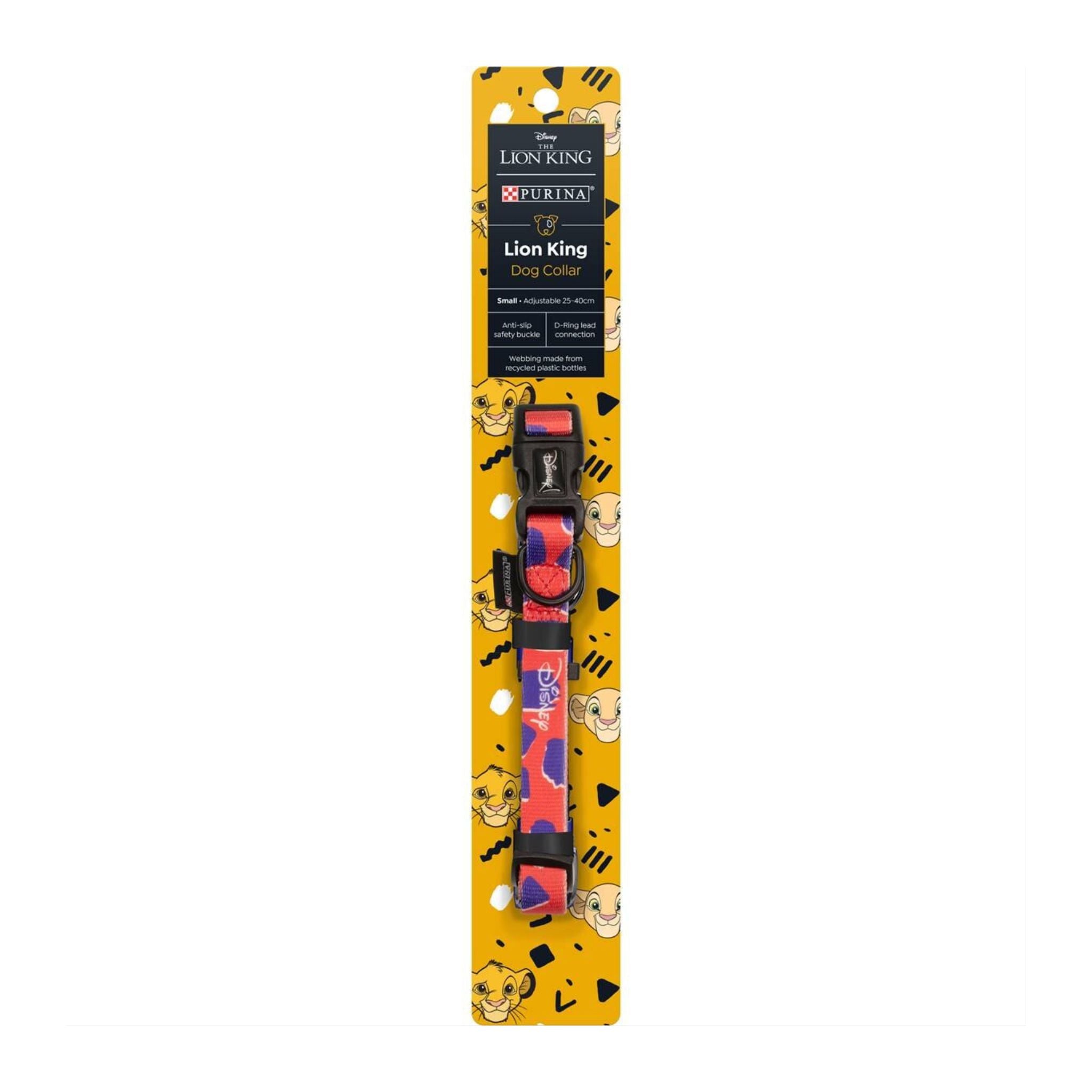 Front of Australian Purina Lion King dog collar with Simba design