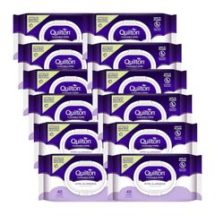 Multiple packages of Quilton flushable wipes on a white background