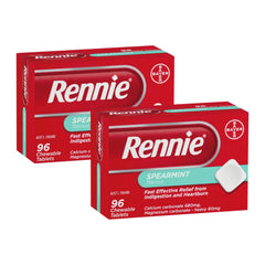 Rennie Spearmint Indigestion and Heartburn Relief 2 x 96 Chewable Tablets – Fast-acting antacid for acid and indigestion relief